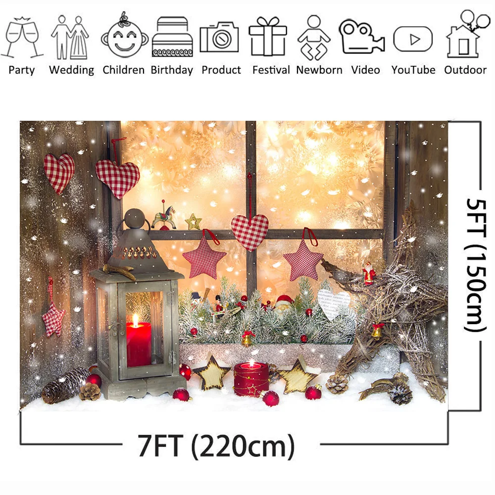 Фон для фотосъемки Рождество Окно фотостудии семейное Новогоднее украшение