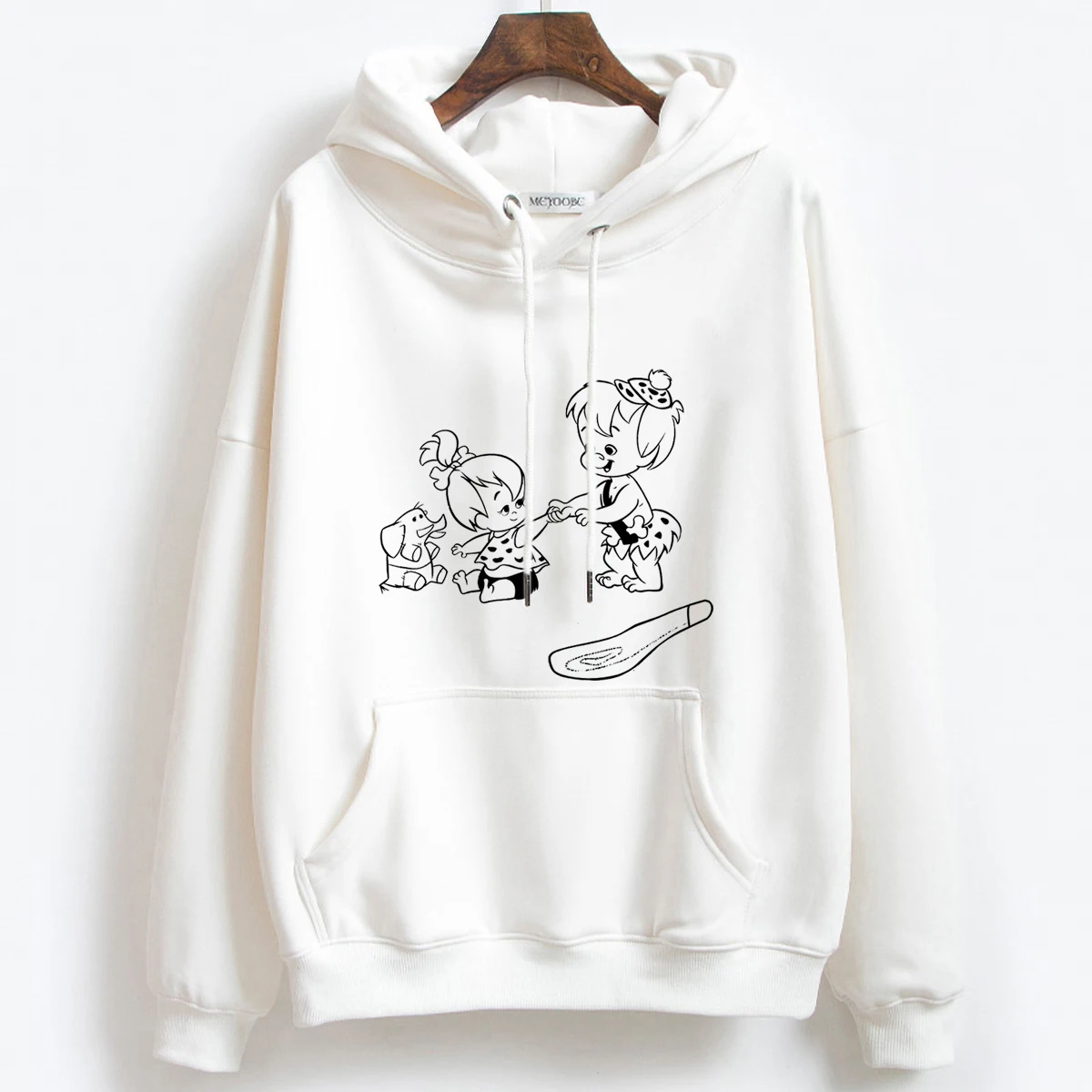 2020 милые классические толстовки с капюшоном и принтом флинтстоунов длинным