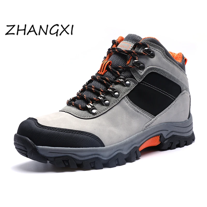 

Mens Leather Hiking Shoes Wear-resistant Outdoor Sport Men Shoes Lace-Up Mens Climbing Trekking Hunting Sneakers Combat Boots