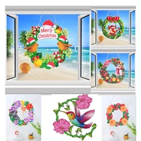diy special shape diamond painting wreath rhinestone art hanging wooden wreath for door windows wall christmas home decoration