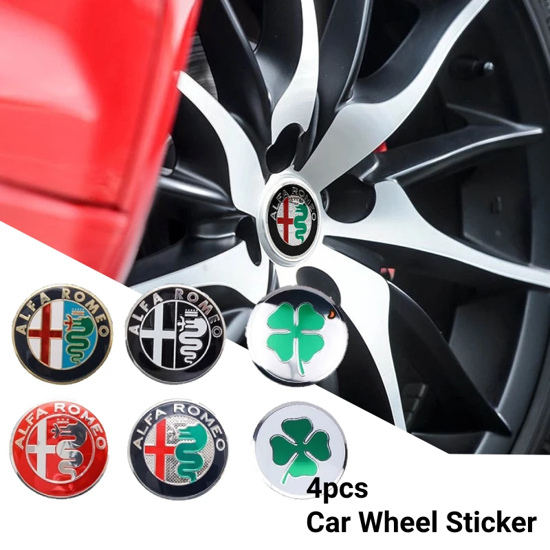 

4Pcs Auto Accessories Car Wheel Center Hub Cap Metal Badge Sticker For Alfa Romeo Giulietta Spider GT Giulia Mito 147 156 159