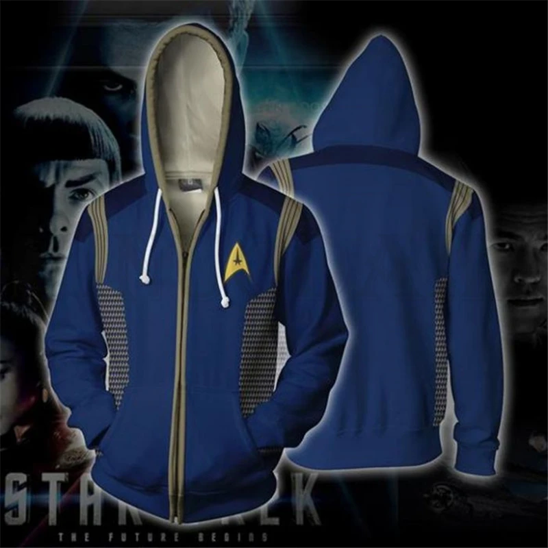 Слоновая кость Звездное открытие Косплей молния толстовки Вселенная Trek пальто куртка унисекс Толстовка - Цвет: Слоновая кость