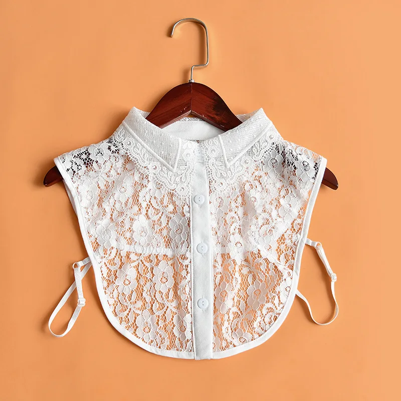 

2021 Lace Fake Collar Women Lapel Button Down Detachable White Lapel Half Shirt False Collars Girls Removable Decor Nep Kraagie