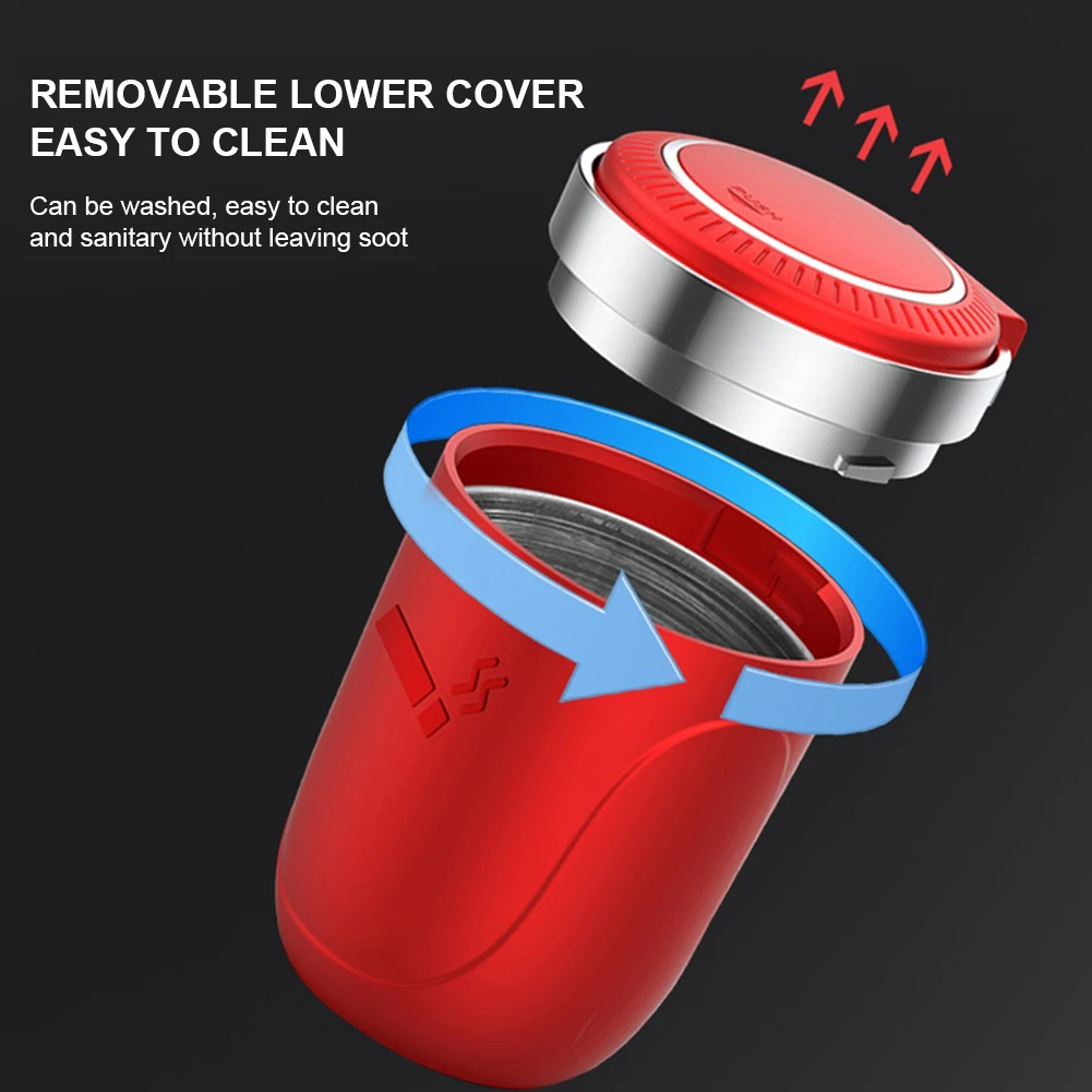 

Car Ashtray with LED Light Push Type Lid Multifunctional Vehicle Cigarette Holder Ashtray Trash Can Interior Decoration