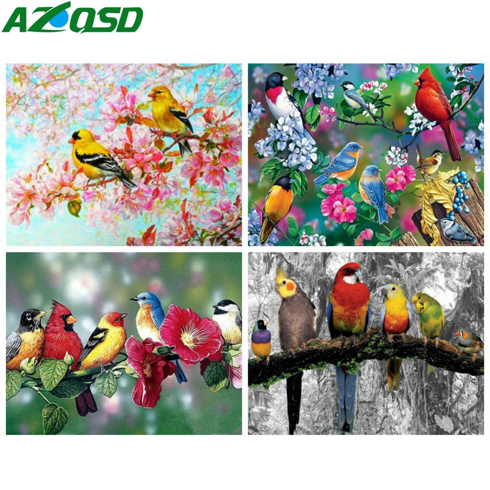 AZQSD алмазная вышивка птица цветок крестиком мозаика животное рукоделие картина