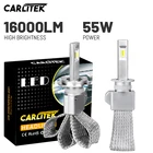 Светодиодные безвентиляторные фары CARLITEK H7 H1 H4, автомобильные фары H11 H8 H9 HB4 HB3, лампы для авто, противотуманные фары 6000K 9005 9006, диодные лампы высокой мощности