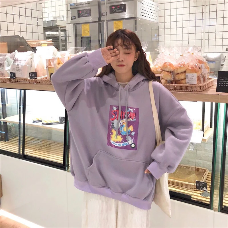 

Picture Real-price Fleece-lined Thickened Purple Hoodie Women's Hooded Rac