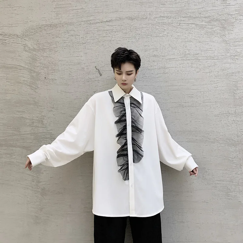 

Fashion Design Exquisite Bow Tie Shirt Simple Men's Loose Long-Sleeved Single-Breasted Casual Streetwear