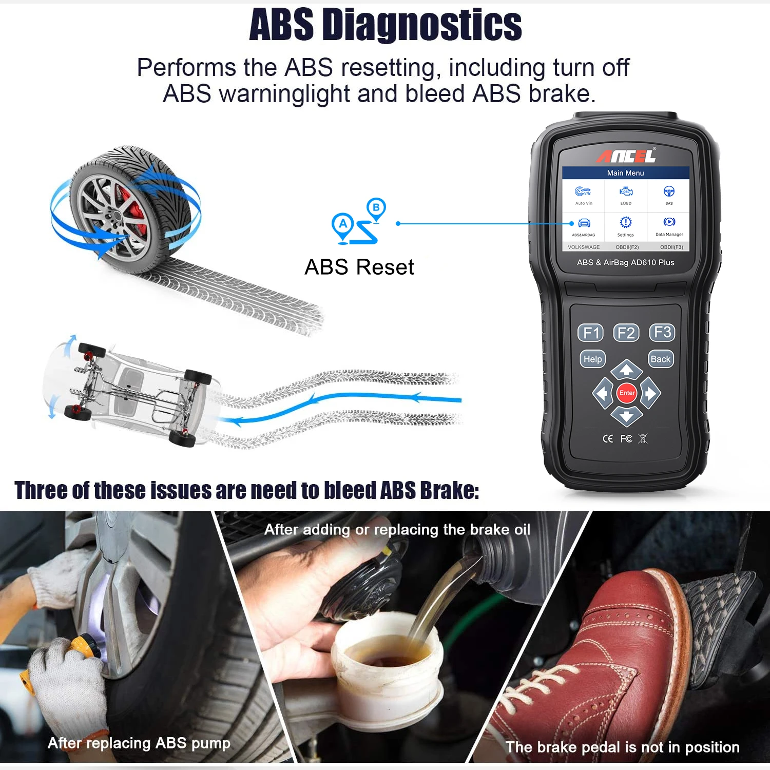 Автомобильный сканер Ancel AD610 Plus OBD2 профессиональный считыватель кодов для