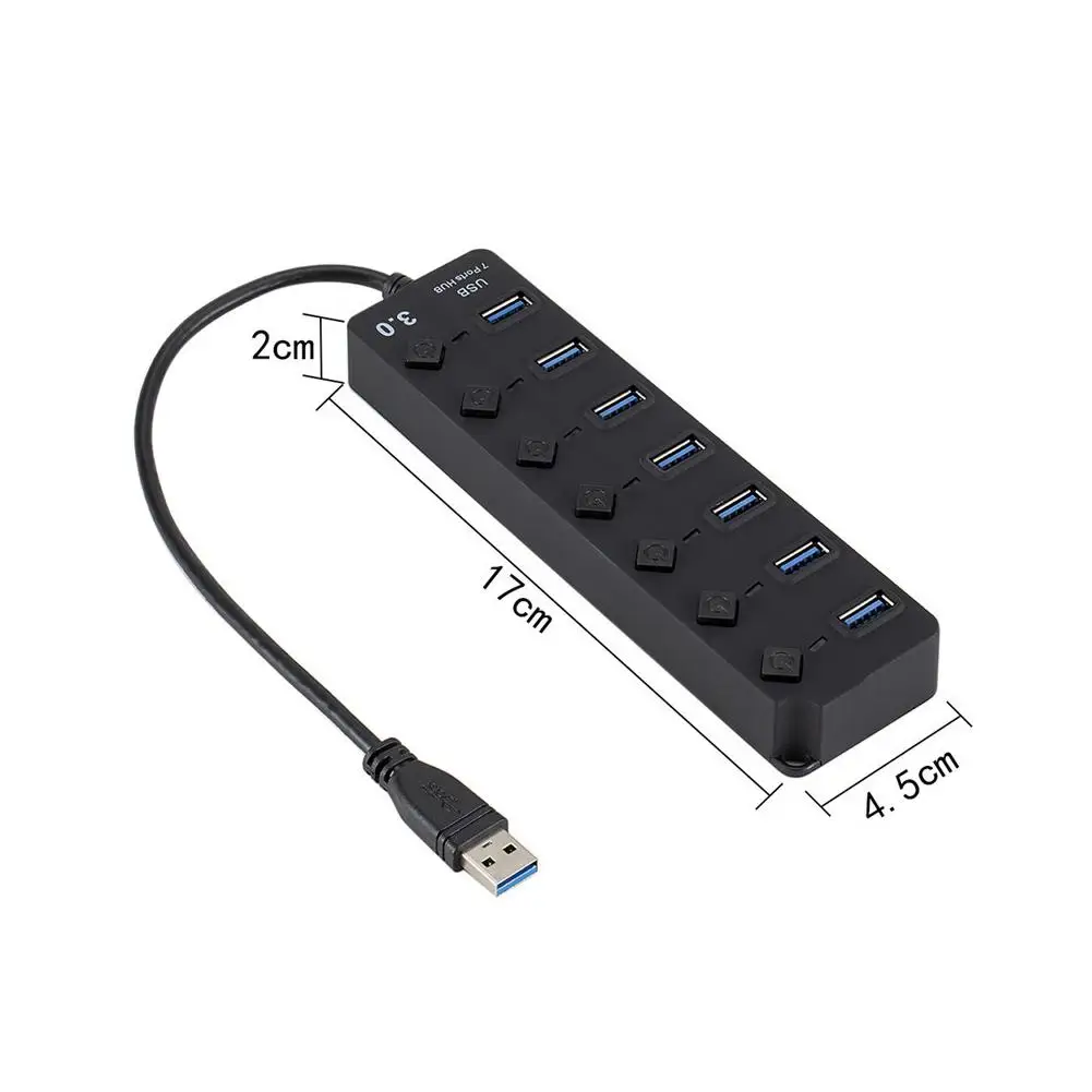 

AMYGOJJ USB3.0 Splitter 7 port Hub Adapter Power ON / OFF Switch with Button
