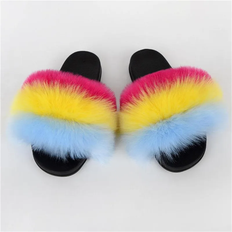 Сандалии женские меховые плюшевые домашние тапочки из искусственной кожи