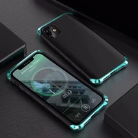 luxury metal aluminum alloy hard matte pc hybrid armor shockproof back case for iphone 13 12 11 xs pro max x xr 7 8 plus cover