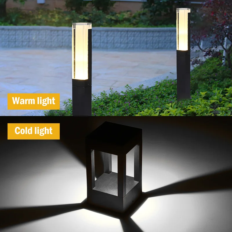 2020 светодиодный IP65 Водонепроницаемый столбик для газона алюминиевый квадратный