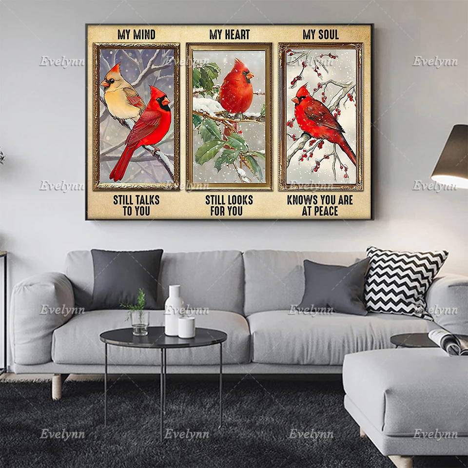 

Memorial Gifts Cardinal Poster Red Bird Modern Canvas Wall Art Prints Modular Pictures For Living Room Home Decor Painting Frame