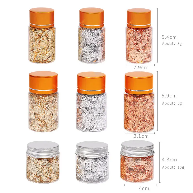 3/5/10 г искусственная Золотая Серебряная медная фольга блестки ремесло лист