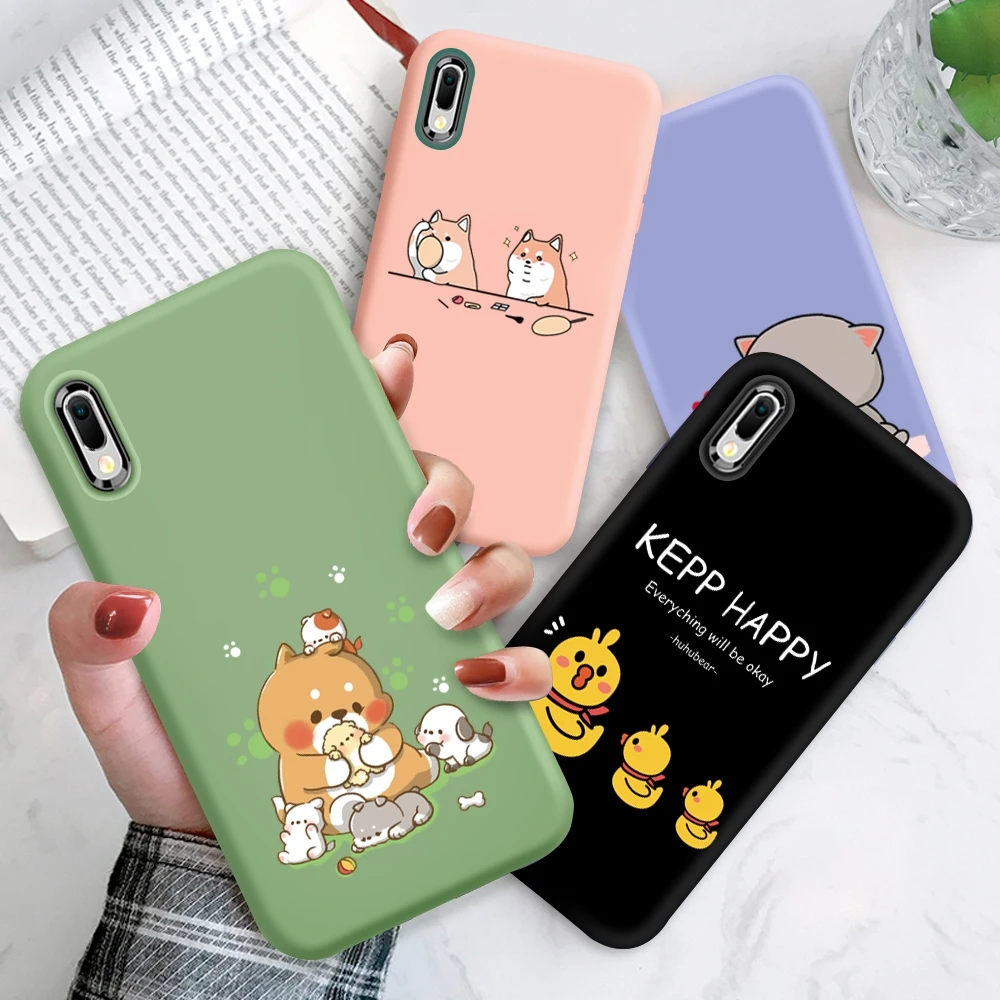 

Cartoon Shockproof Phone Cases For Huawei Y5p Y6p Y6S Y7A Y7P Y8P Y9S Y7 Y9 Prime Nova 3i 3e 5T 7i Liquid Silicone Cover Coque
