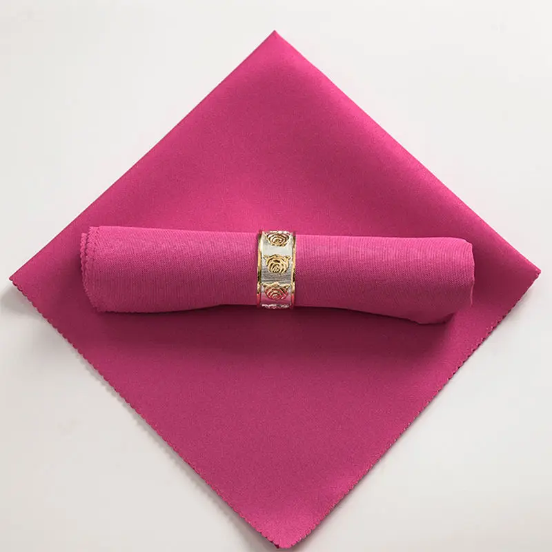50x50cm Table Napkins Cloth Square Satin Fabric Napkin Pocket Handkerchief for Wedding Birthday Home Party Hotel Gold Red