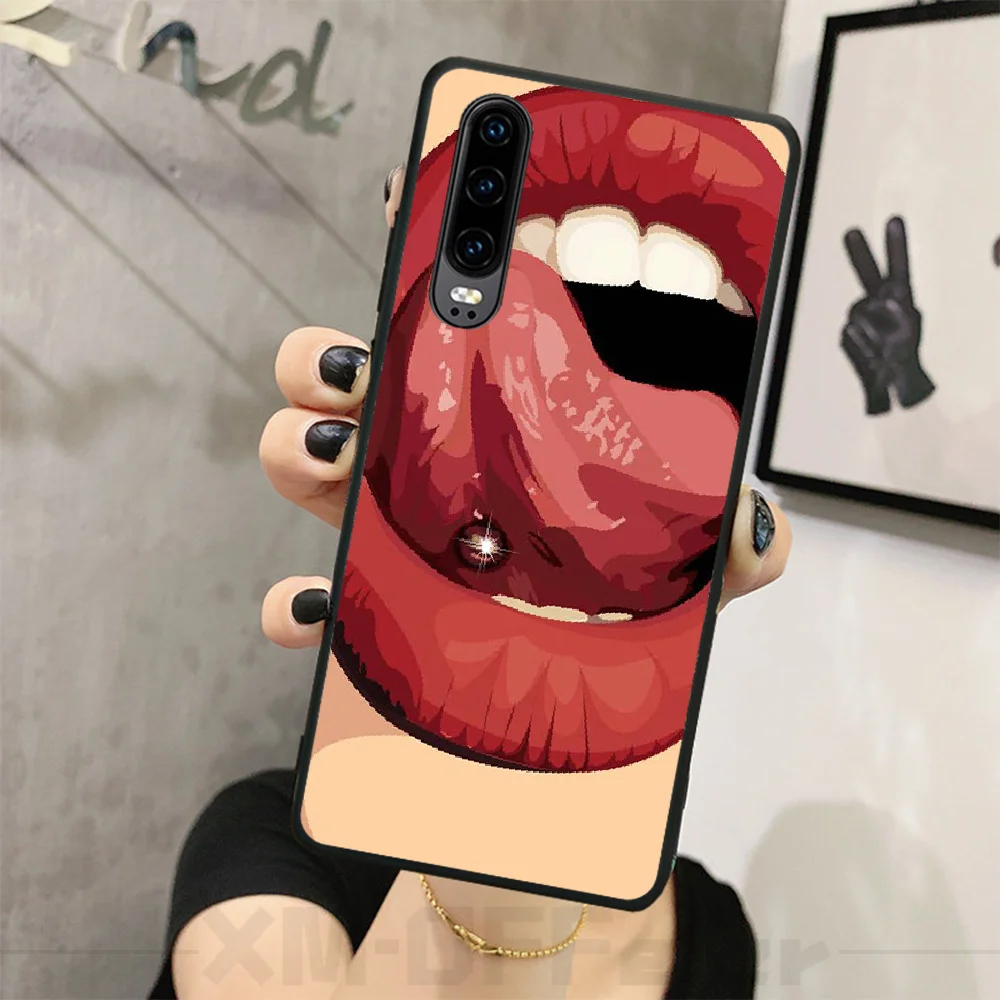 BaweiTE Painting style sexy lips DIY Painted Bling Phone Case For Huawei P8 lite 2017 P9 P10 20Pro Lite Pro P30lite P Smart 2019 | Мобильные
