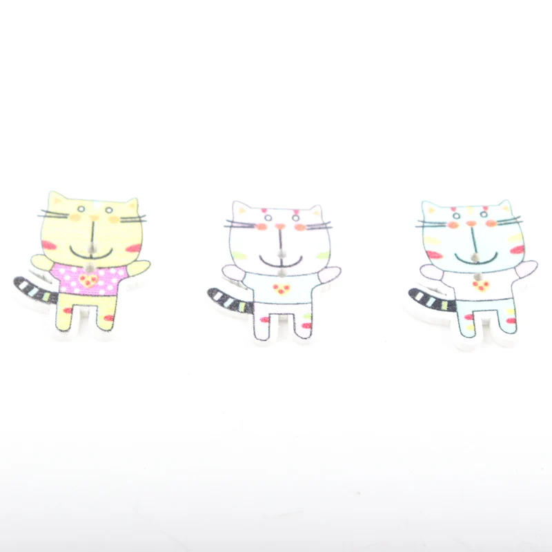 Аксессуары для шитья Cat Раскрашенные Деревянные Пуговицы ботоны скрапбукинг 30