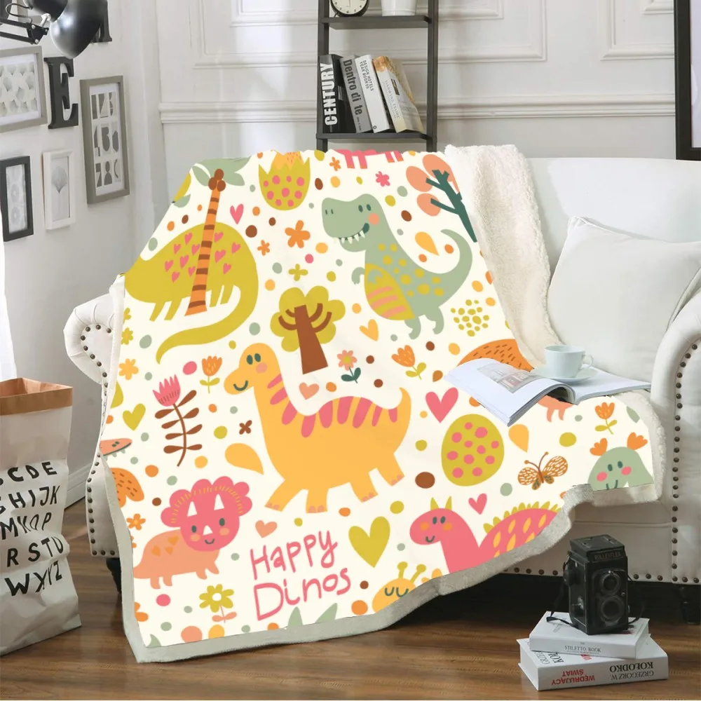 Детское одеяло с рисунком динозавра мягкое Коралловое Флисовое s для детей