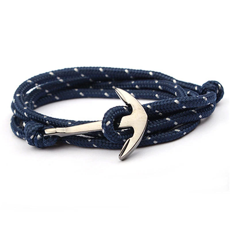 1-15 Adjustable Paracord Anchor Bracelet Woman Men Charm Bracelets Alloy Anchor Nylon Rope Chain Armband Vintage Bracelets& Bangles - Окраска металла: 1-15