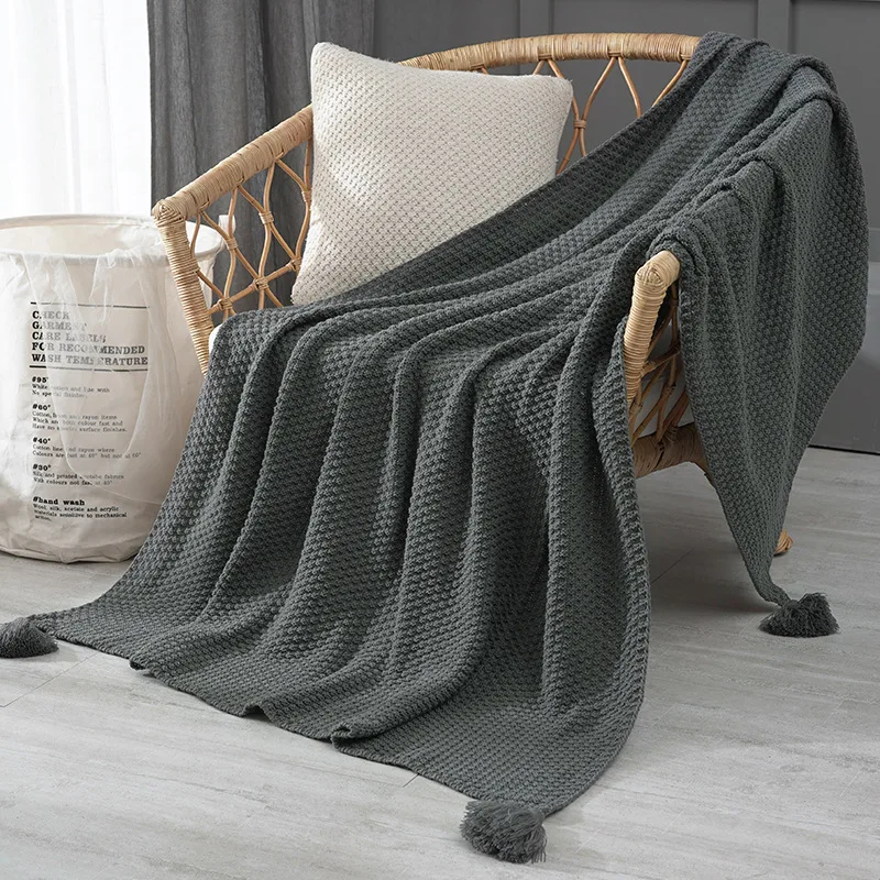 

Thread Blanket with Tassel Solid Beige Grey Coffee Throw Blanket for Bed Sofa Home Textile Fashion Cape 130x170cm Knitted Carpet