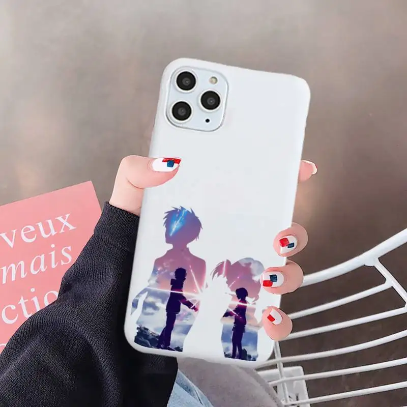 

Anime your name Phone Case White Candy Color for iPhone 6 7 8 11 12 s mini pro X XS XR MAX Plus