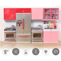 mini doll house furniture led music stove fridge kids pretend play cooking toy funny educational toys gift for children birthday