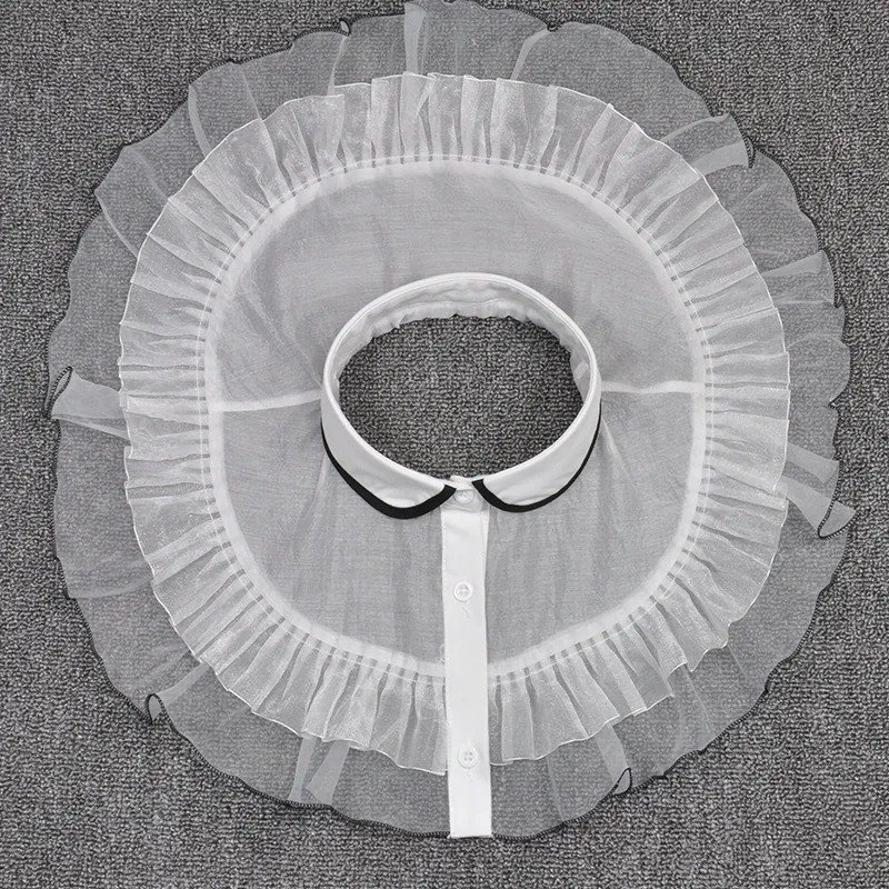 Новая дикая Индивидуальность Мода белый двойной накладной кружевной воротник