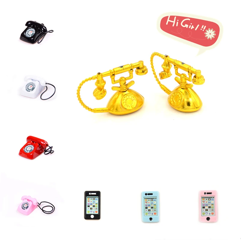 1/12 Dollhouse Miniature Metal Phone Telephone Classic Toys Pretend Play Doll House Furniture Decoration Gift Kid | Игрушки и хобби