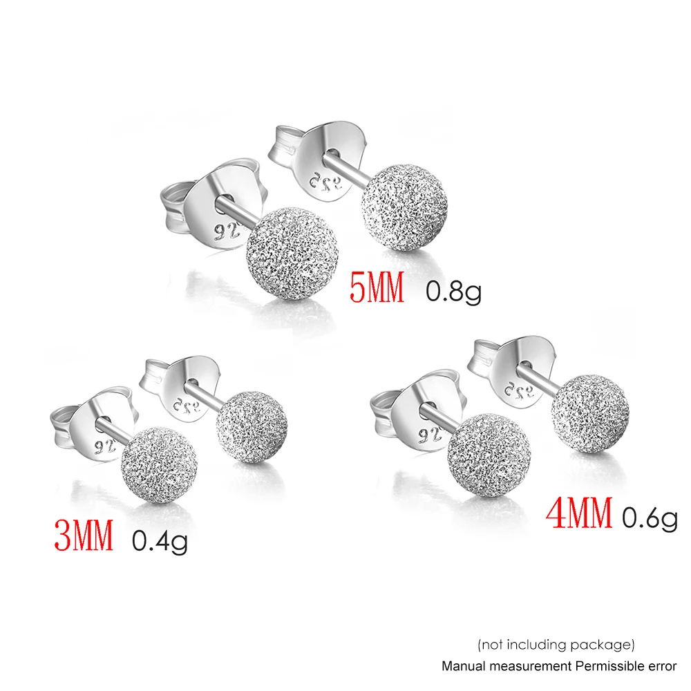 LAMOON 2018 New Ball Shaped 100% Real 925 Sterling Silver Stud Earrings  Fine Jewelry For Women Girl Gift LMEY233 LMEY234 LM235 images - 6