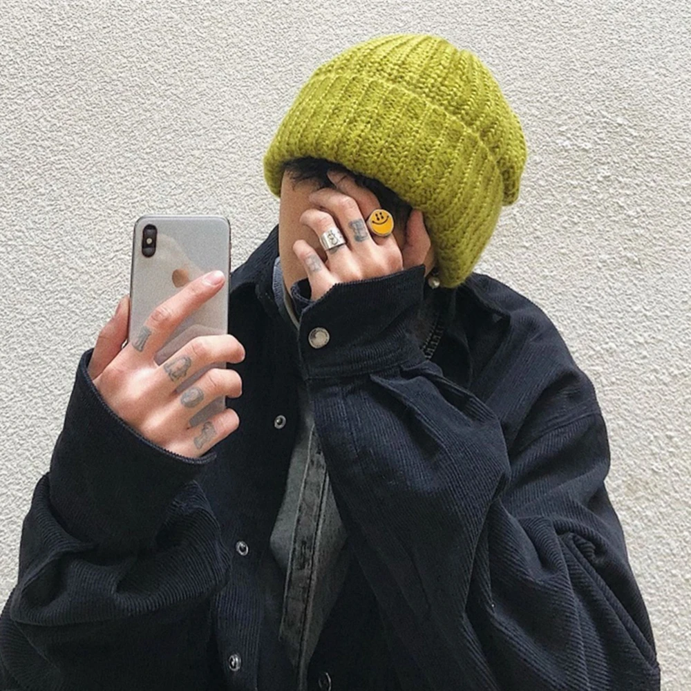 Осень-зима большая версия толстой шерстяной шапки свободная вязаная шапка из