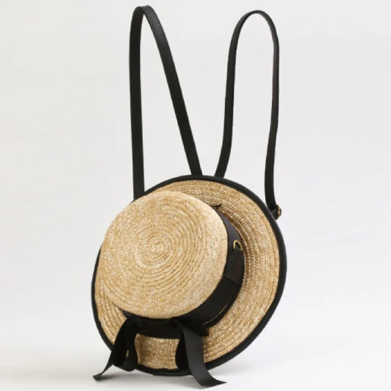 Женская плетеная Сумка через плечо с бантом и соломенной шляпой маленькая сумка