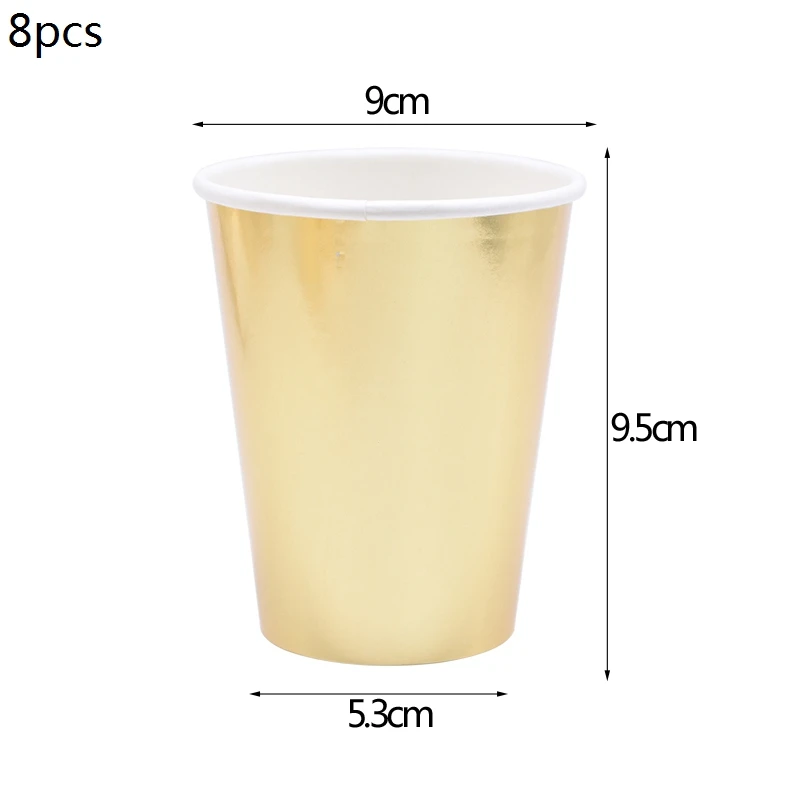 B08 8pcs cups С Рождеством золотые тарелки в полоску чашки Бумага соломки для дней рождения праздничный набор столовой посуды для свадьбы или «нулевого дня рождения» курица декоративные принадлежности для вечеринок - Цвет: B08 8pcs cups