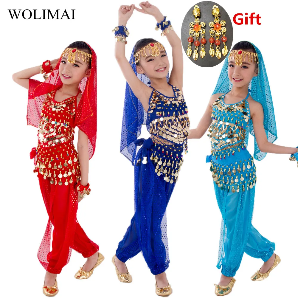 Kids Belly Dance Costume Set - Handmade Indian Bollywood Performance Clothes for Girls in 6 Colors image 2