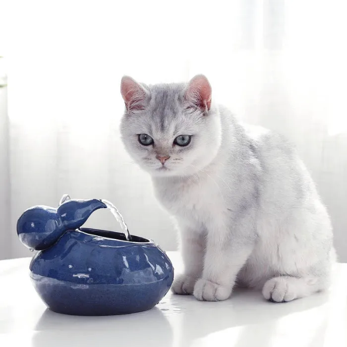 Cat Ceramic Water Fountain Automatic Pet Drinking Fountain Quiet Electric Automatic Circulation System Water Dispenser P7Ding