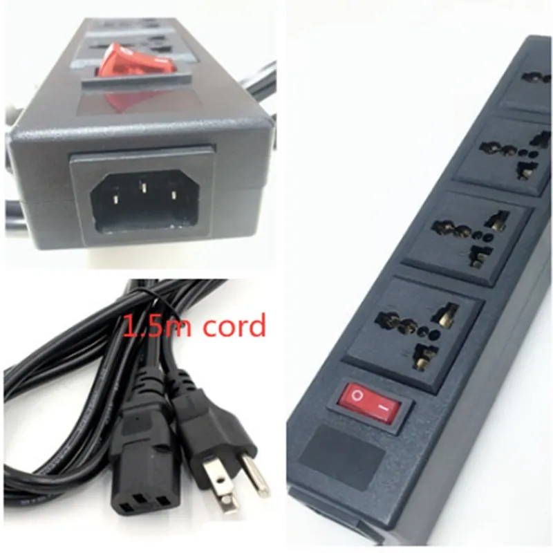 Небесно-голубой Многофункциональный 250v 13a 4 jack универсальная розетка PDU полоса IEC320 вилка адаптер расширение для рабочего стола розетка шнур питания конвертер - Цвет: Небесно-голубой
