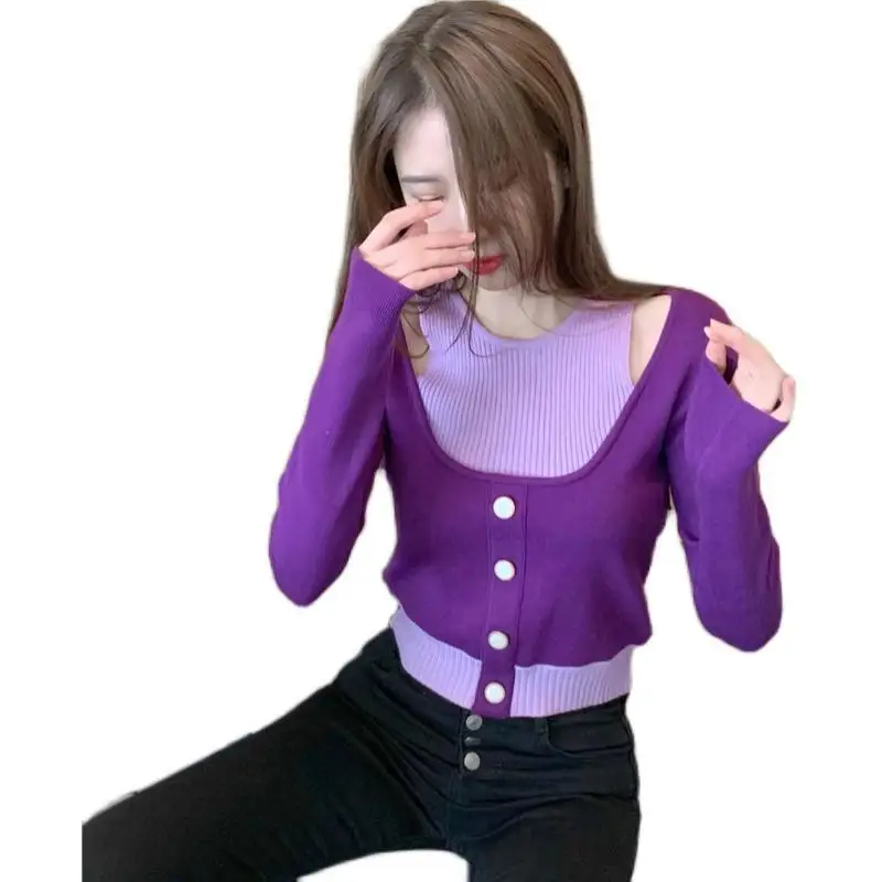 

Long Sleeve Knitted Bottomed Shirt with Women's Wear in 2021 New Autumn and Winter Slim Versatile Short Sweater