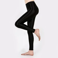9colors high waist satin glossy shiny nine point oily gloss leggings women running yoga gym sportswear