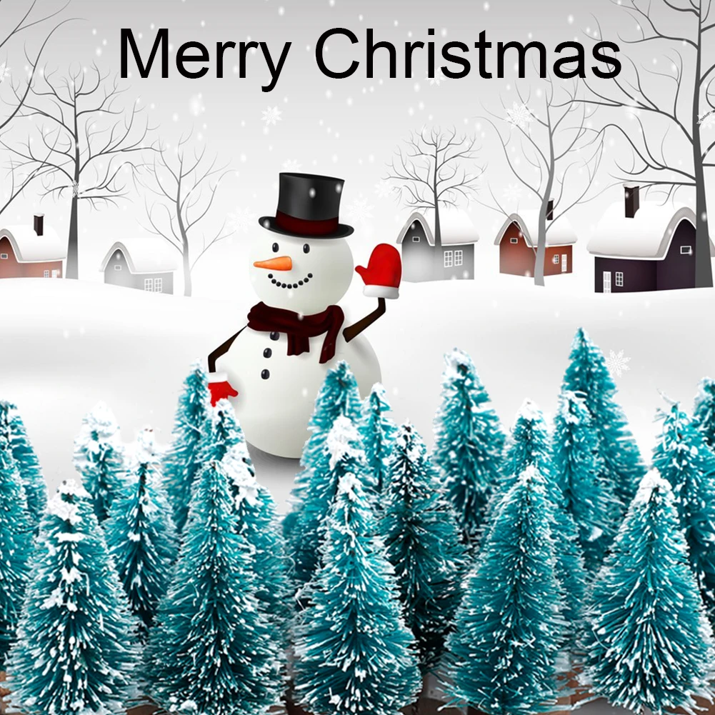 22Pcs Mini Pine Trees Set Sisal Snow Plastic Winter Decoration Tabletop Crafting Party Supplies Desktop Decor | Дом и сад