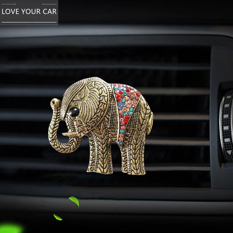 

Diamond-encrusted Elephant Car Air Outlet Perfume Clip Female Car Car Perfume Car Solid Balm Aroma Diffuser Clip