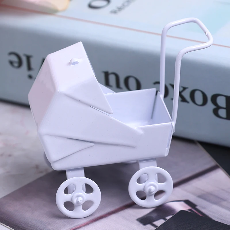 

1 Pc White Baby Stroller Pram Model Kids Toy Gift For Baby DIY Miniature Dollhouse Plastic Stroller Bike Car Doll Accessories