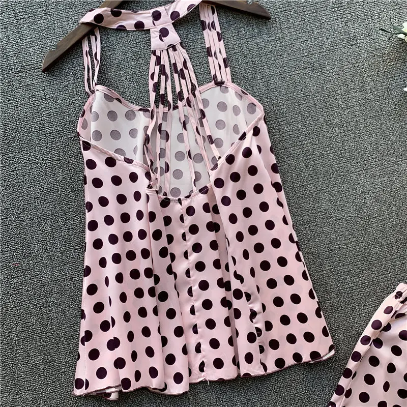 Женский пижамный комплект в горошек сексуальная ночная рубашка без черного