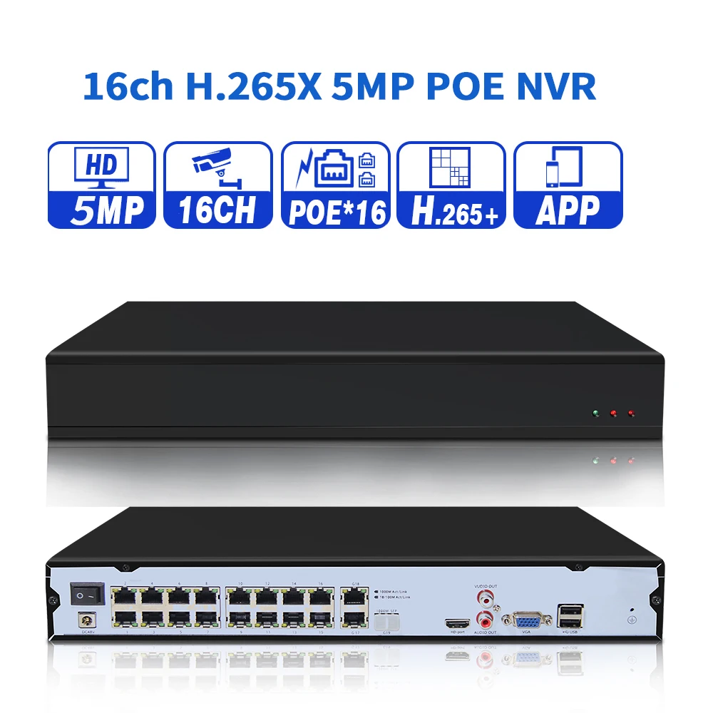 Камера видеонаблюдения H.265 Netwok 16 каналов 5 Мп 48 В POE NVR 1080P 3 2 МП|Видеорегистратор