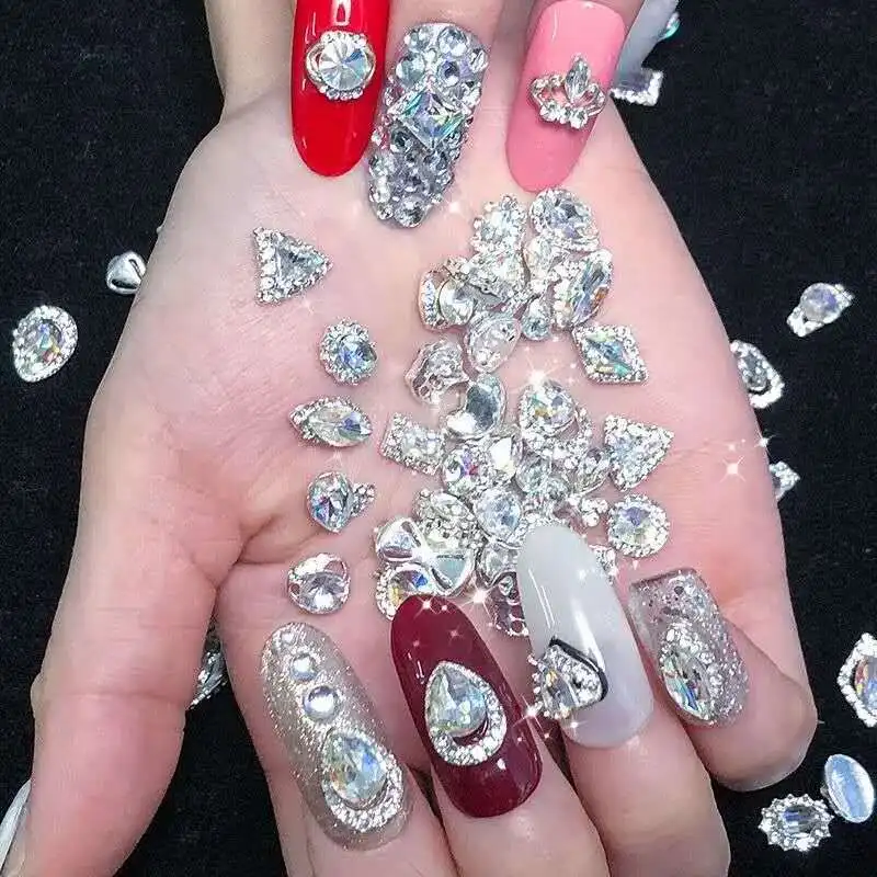 

3pcs/bag 3D Nail Art Decoration Diamond Rhinestone Shaped Rhinestone Drop Heart Shaped Symphony AB Face Decorative