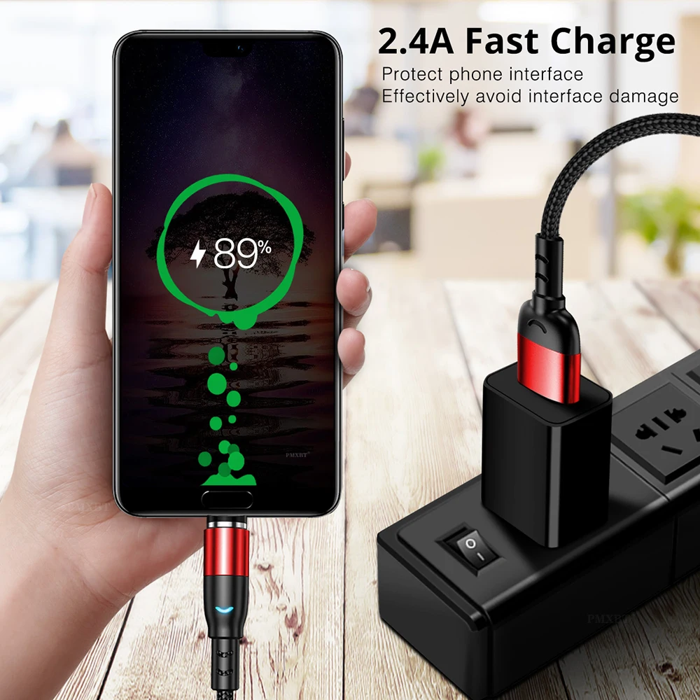 Магнитный Micro USB Tybe C кабель для быстрой зарядки 1 м/2 м iPhone Samsung Huawei Xiaomi мобильный