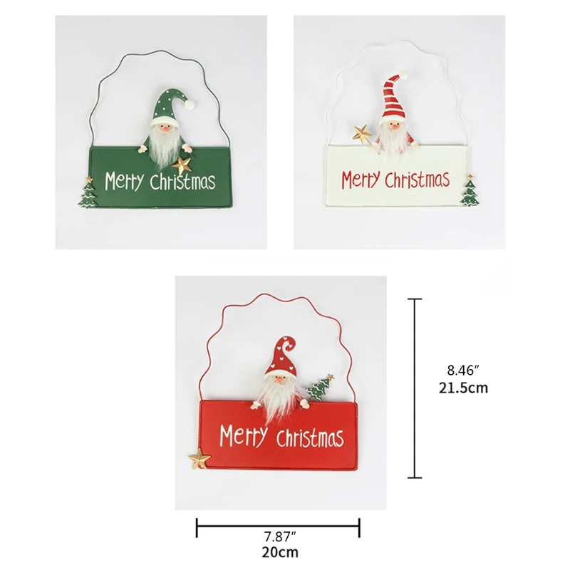 

Merry Christmas Wrought Iron Tag Pendant Door Wall Hanging Sign Ornaments for Xmas Holiday Party Art Decoration K0AA