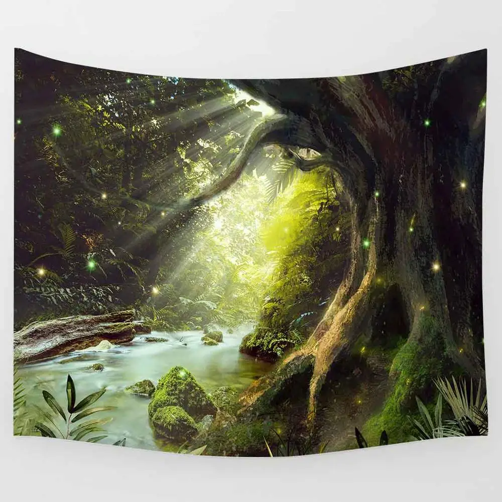 

Psychedelic Tapestry Mushroom Castle Fairy Tale Plants Forest Art Wall Hanging Tapestries for Living Room Home Dorm