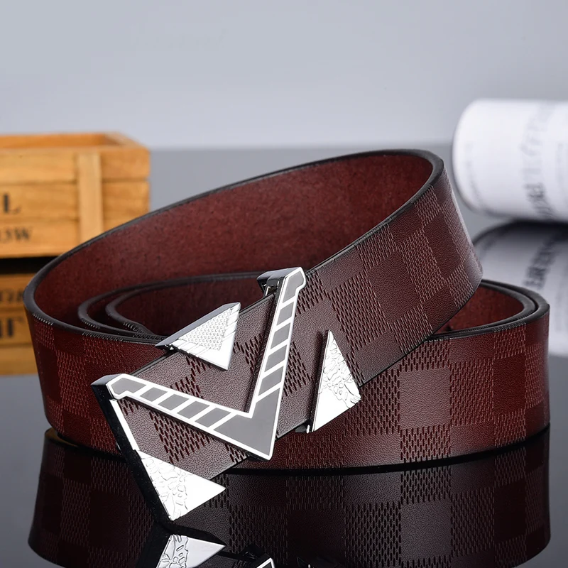 New designer men and women general classic plaid belt cowhide luxury high quality brand belt original designer belts