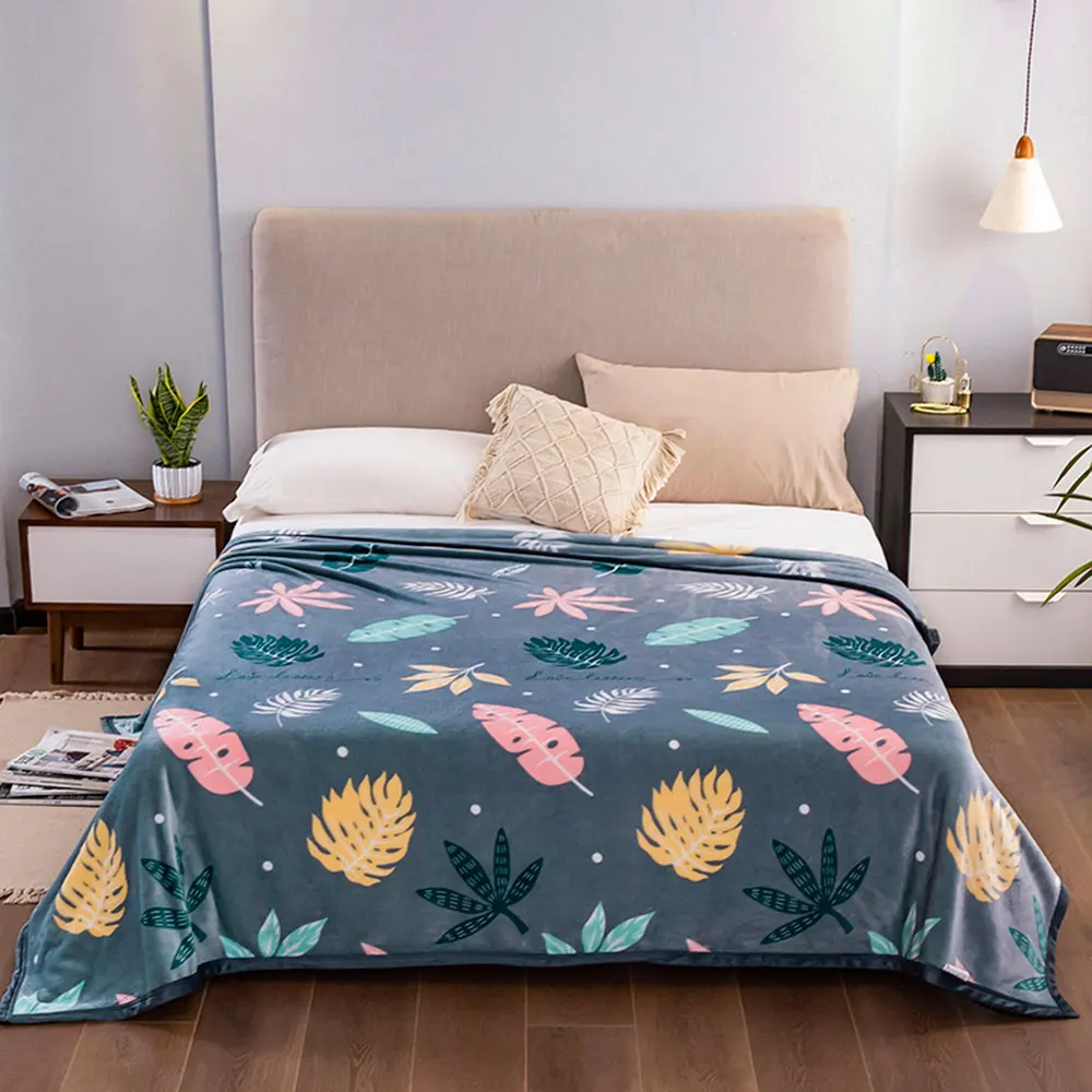 

Svetanya Pastoral Palm Leaves INS Print Summer Double-side Blankets Throws Plaids Flannel Coral Fleece Microfiber Bedsheet Nap